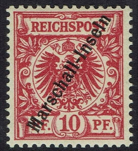 MARSHALL ISLANDS 1897 EAGLE OVERPRINTED MARSCHALL INSELN 10PF  EXPERTISED 