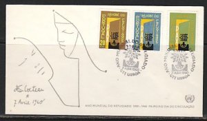 Portugal, Scott cat. 848-850. World Refugee Year issue. First day cover. ^