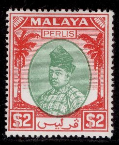 MALAYSIA - Perlis GVI SG26, $2 green & scarlet, NH MINT. Cat £35.