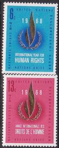 United Nations 190-1 1968 Human Rights Year Cpl MNH