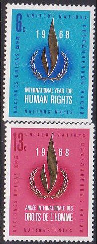 United Nations 190-1 1968 Human Rights Year Cpl MNH