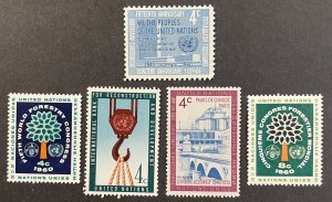 United Nations #77,81,82,83,86 MNH F/VF 1960 [R899]