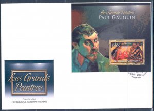 CENTRAL AFRICAN REPUBLIC 2012 PAUL GAUGIN SOUVENIR SHEET FDC