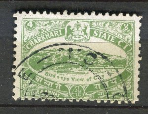 INDIA; CHARKHARI 1931 early local issue fine used 4a. value