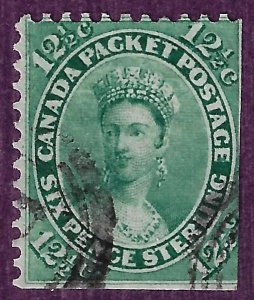 Canada. Scott 18. 12 1/2c yellow green. Used. (gcan18-1)