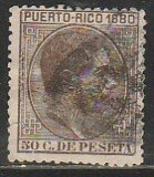 PUERTO RICO 40, 50c KING ALFONSO XII, USED. F. (466)