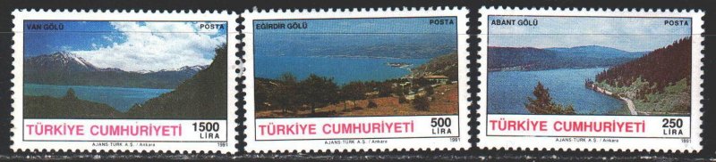 Turkey. 1991. 2918-20. Lakes of Turkey, landscapes. MNH.