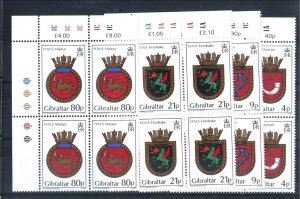 Gibraltar 1985 Naval Crests (4th series) set, sg522-5, unmounted mint corner P