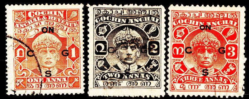 India States Scott Cochin O47-O49 Used.