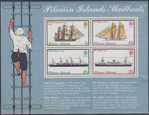 PITCAIRN ISLANDS Sc # 150a CPL MNH SOUVENIR SHEET of 4 MAILBOATS