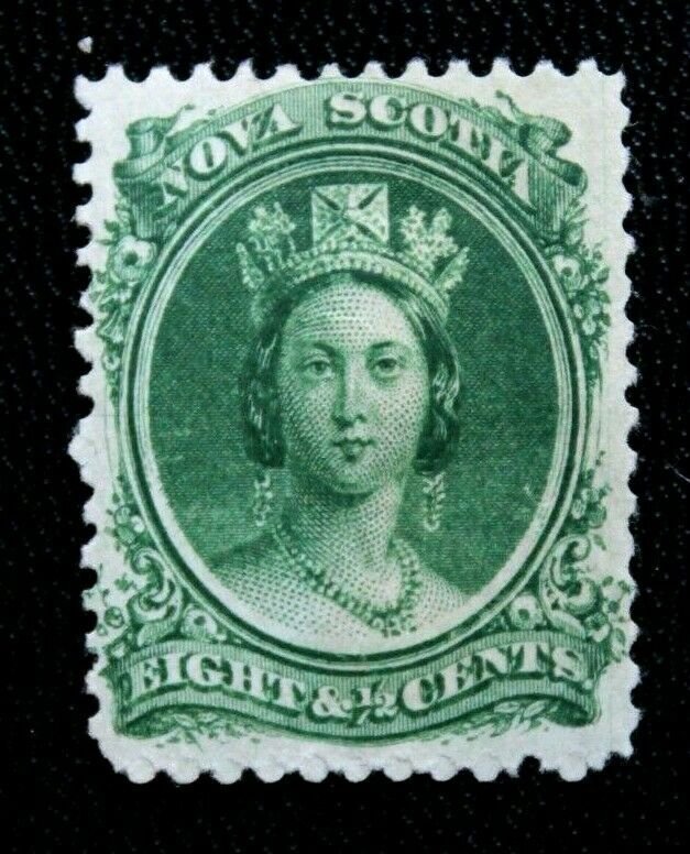 Stamp NOVA SCOTIA Sc# 11 Mint Hinged MH1860 8½c Green Fine Centering