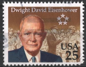 SC#2513 25¢ Dwight David Eisenhower Single (1990) Used