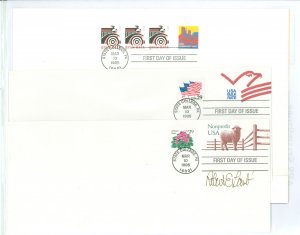 US 2902/U636 5c Butte (2902), 10c auto (2904), 5c envelope (U635), 10c envelope (U636) first day program autographed.