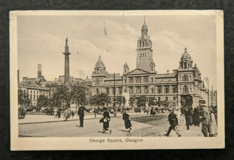 1925 George Square Glasgow Scotland Real Picture Postcard RPPC Cover