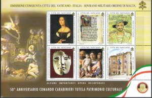 2019 Vatican - Sheet of Stamps 50° Anniversary Shifter Carabinieri Protection
