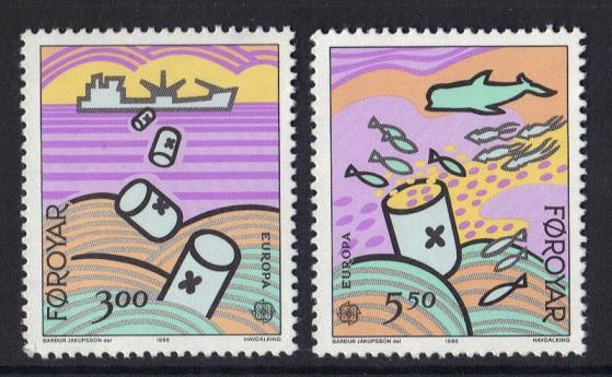 Faroe Islands  #143-144  MNH 1986   Europa  sea pollution