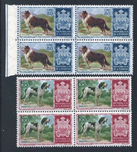 1956 SAN MARINO, n . 439/448 Dogs 10 values MNH / ** QUARTINA