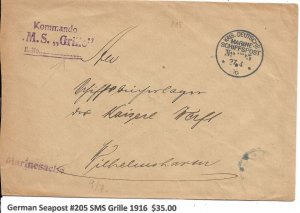 German Seapost #205, SMS Grille, 1916 (M6316)