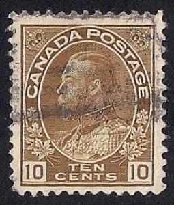 Canada #118 10 cent King George 5 Bister Brown Stamp used VF