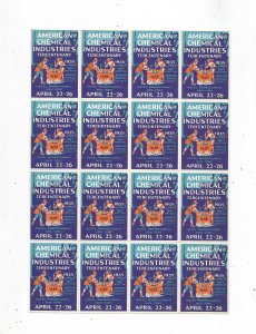 1935 AMERICAN CHEMICAL INDUSTRIES TERCENTENARY POSTER STAMPS, FULL SHEET,