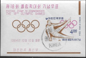 Republic of Korea. Souvenir Sheet. cancelled. 18th Olympic Games. 1964.