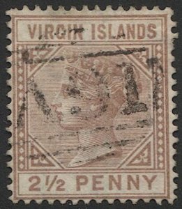 BRITISH VIRGIN ISLANDS  Sc 11  2-1/2d QV, Used F-VF, SOTN  A91 cancel, cv $140