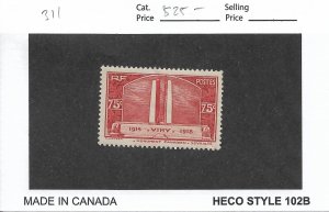 France: Sc # 311, MH Crease (56143)