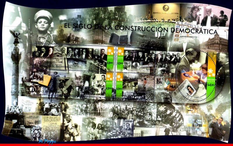 2180 MEXICO 2000 THE 20th CENTURY, BUILDING DEMOCRACY, SCOTT $10.00, MI# B50 MNH