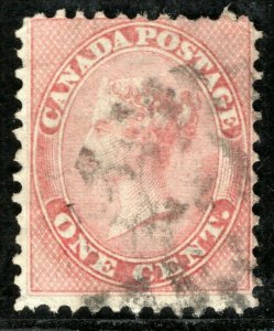 CANADA Colony QV Classic Stamp SG.29 1c Pale Rose (1859) Used Cat £50 OBLUE11