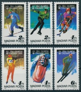 Hungary Stamps 1987 MNH Winter Olympics Calgary Ice Hockey Skiing Sports 6v Set