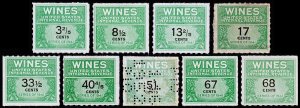 United States Revenue Scott RE183 RE193 (1951-54) Mint/Used H F-VF, CV $117.4 W