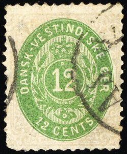 Danish West Indies DWI Stamps # 11 Used VF Scott Value $175.00