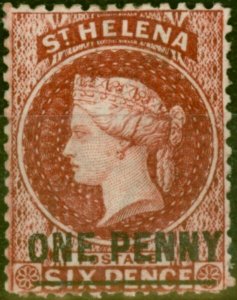 St Helena 1864 1d Lake SG6 Type A Fine & Fresh Mtd Mint 