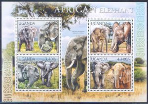 UGANDA 2012 ELEPHANTS    SHEET MINT NH