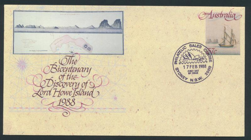 Australia PrePaid Envelope 1988 Bicentenary  Lord Howe Island