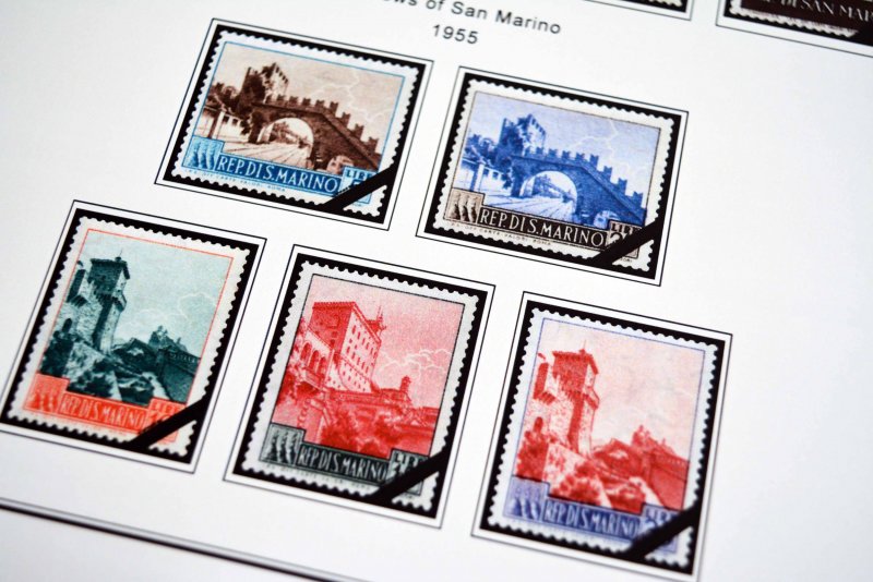 COLOR PRINTED SAN MARINO 1941-1965 STAMP ALBUM PAGES (40 illustrated pages)