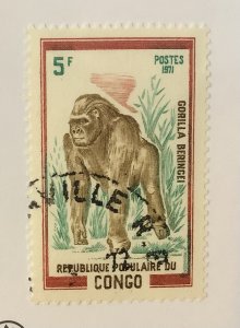 Congo 1972 Scott 272 CTO -  5fr,  Wildlife, Gorilla gorilla beringei