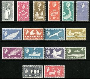 1963-69 South Georgia QE portrait complete set (16) MNH Sc# 1 / 16