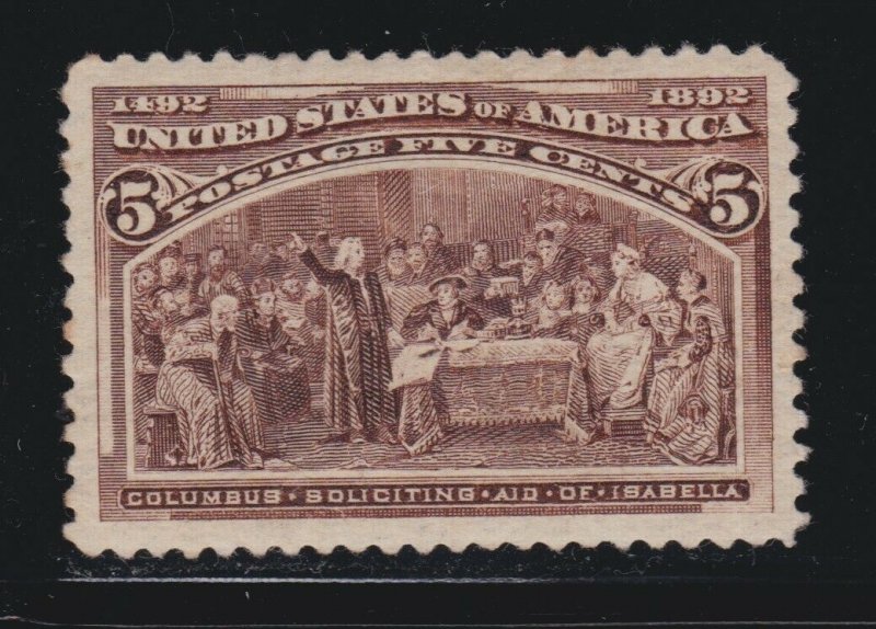 US 234 5c Columbian Exposition Mint XF JUMBO Disturbed OG H SCV $55