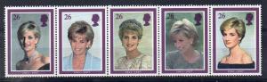 GB = 1998 DIANA, Princess of Wales set/5 in se-tenant strip/5. SG 2021a. MNH