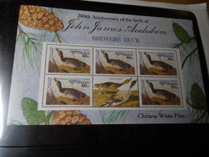 Bhutan   Birds  J J  Audubon   #  506  Mini Sheet