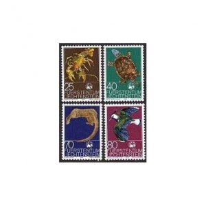 Liechtenstein 583-586,hinged.Mi 644-647. WWF 1976:Crayfish,Turtle,Otter,Lapwing.