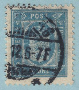 DENMARK O13 OFFICIAL  USED - 4 ORE BLUE - PERF 13 WATERMARK 113