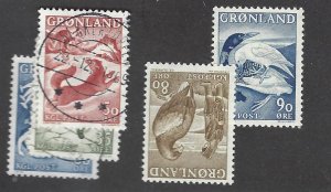 Greenland SC#41-43 Used & 44-45 MNH F-VF SCV$11.00..Find a great spot!