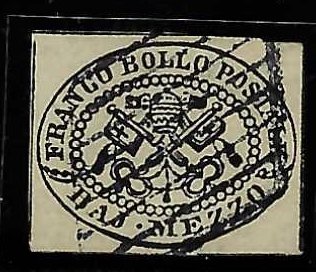 ITALY - PAPAL STATES #1c USED --. RARE GENUINE