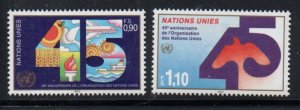 UN Geneva Sc 188-189  1990 45th Anniversary UN stamp set mint NH