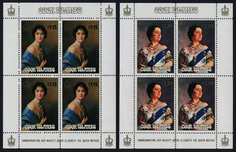 Cook Islands 871-4 sheets MNH Queen Mother 85th Birthday