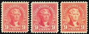 561, Mint VF NH 9¢ Three Stamps CV $75 * Stuart Katz