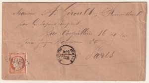 France 1875 Sc 59 cover Aumale (Algeria) to Paris with 5010 GC cancel