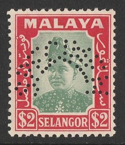 MALAYA - SelangoR 1941 Sultan $2 green & scarlet, perf SPECIMEN. MNH **.